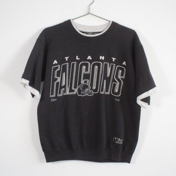 Vintage Front Row NFL Atlanta Falcons Short Sleeve Crewneck Sweatshirt Black M - Picture 1 of 4